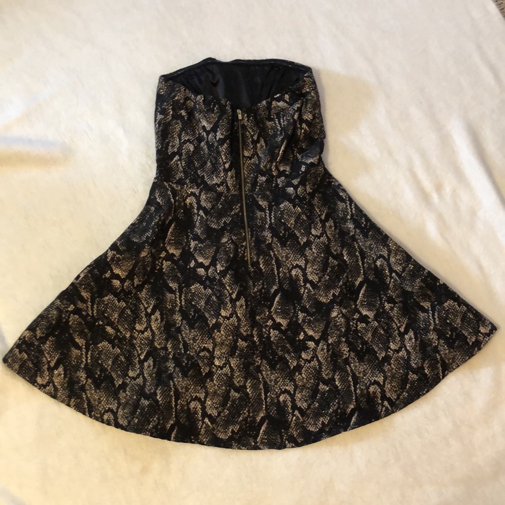 Strapless Python Print Cocktail Dress, Size 0 - image 2